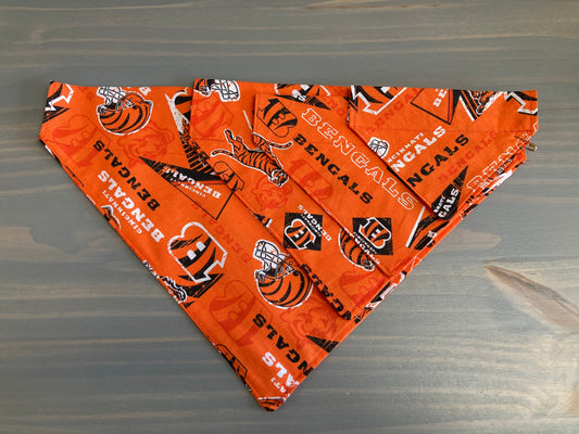 Dog Scarf - Thru the Collar Pet Neck Scarf - Cincinnati Bengals Orange NFL Licensed