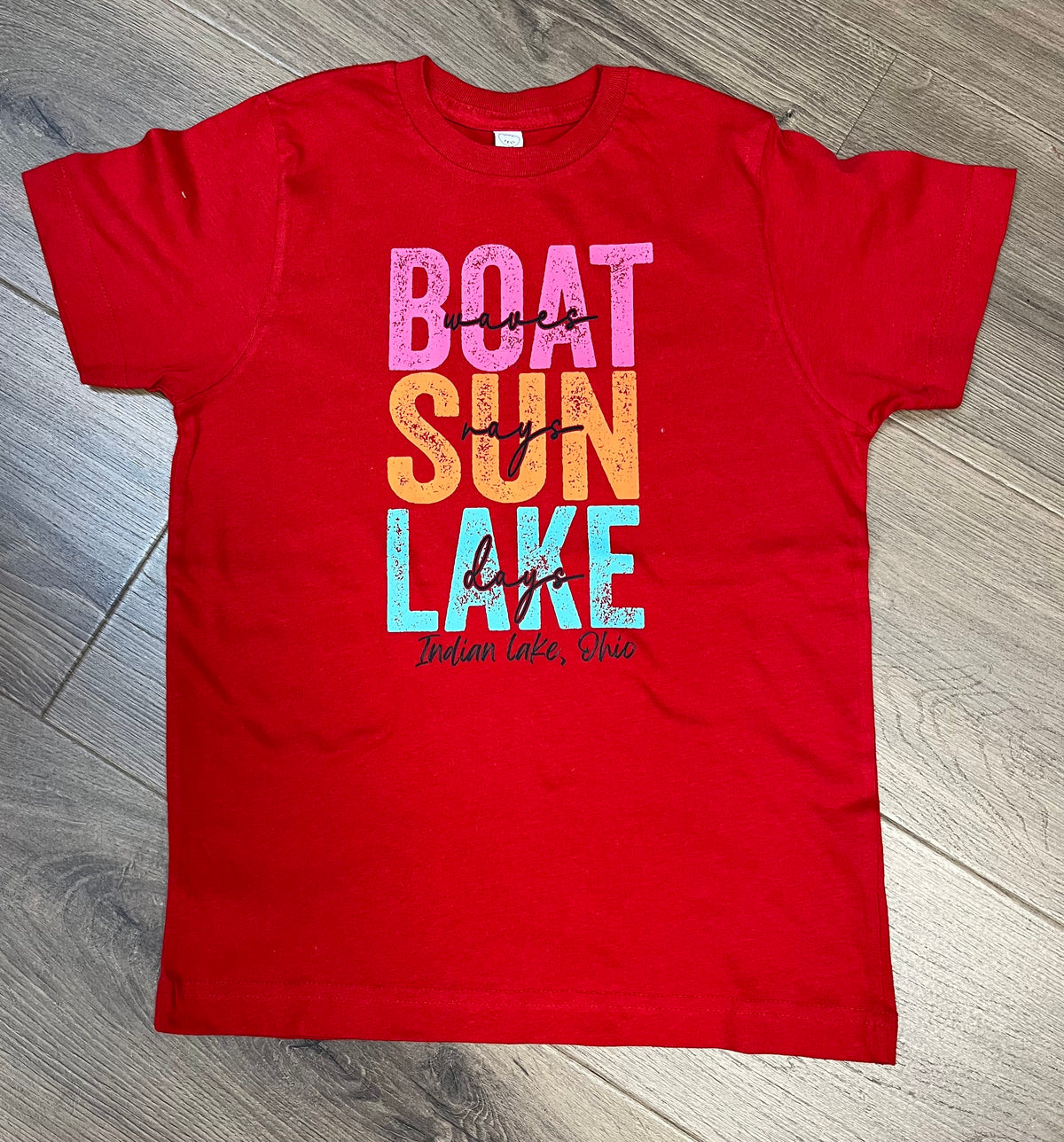 Boat Waves Sun Rays Lake Days Youth T-Shirt Short Sleeve