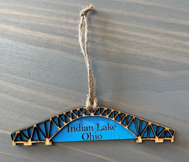 Indian Lake Sandy Beach Bridge Lasered Ornament