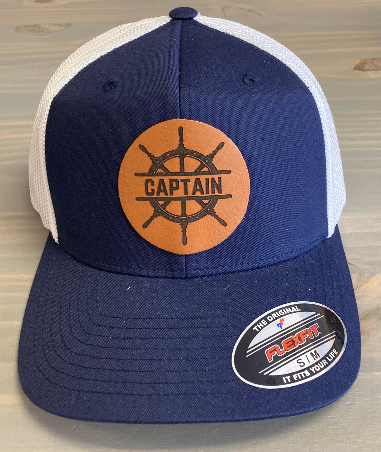 Captain Leather Patch Flex Fit Mesh Ball Cap