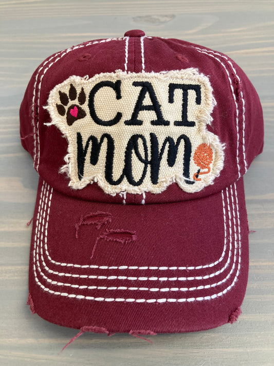 Ball Cap - Cat Mom Vintage Patch Embroidery