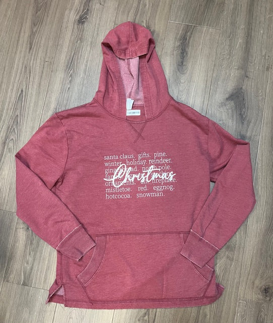 Merry Christmas Vintage Wash Fleece Hoodie