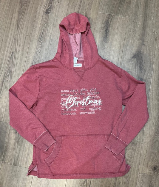 Merry Christmas Vintage Wash Fleece Hoodie