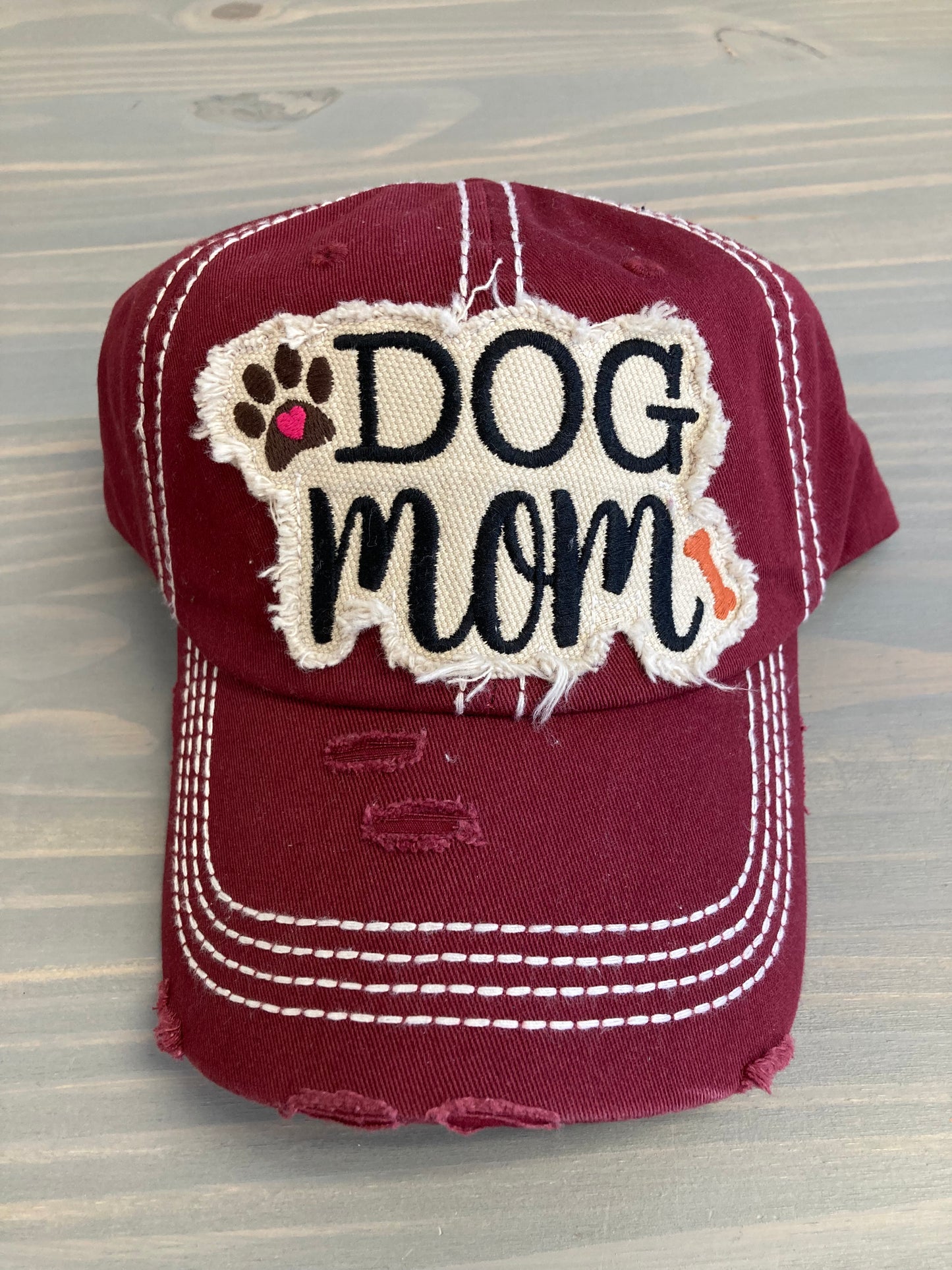 Ball Cap - Dog Mom Vintage Patch Embroidery