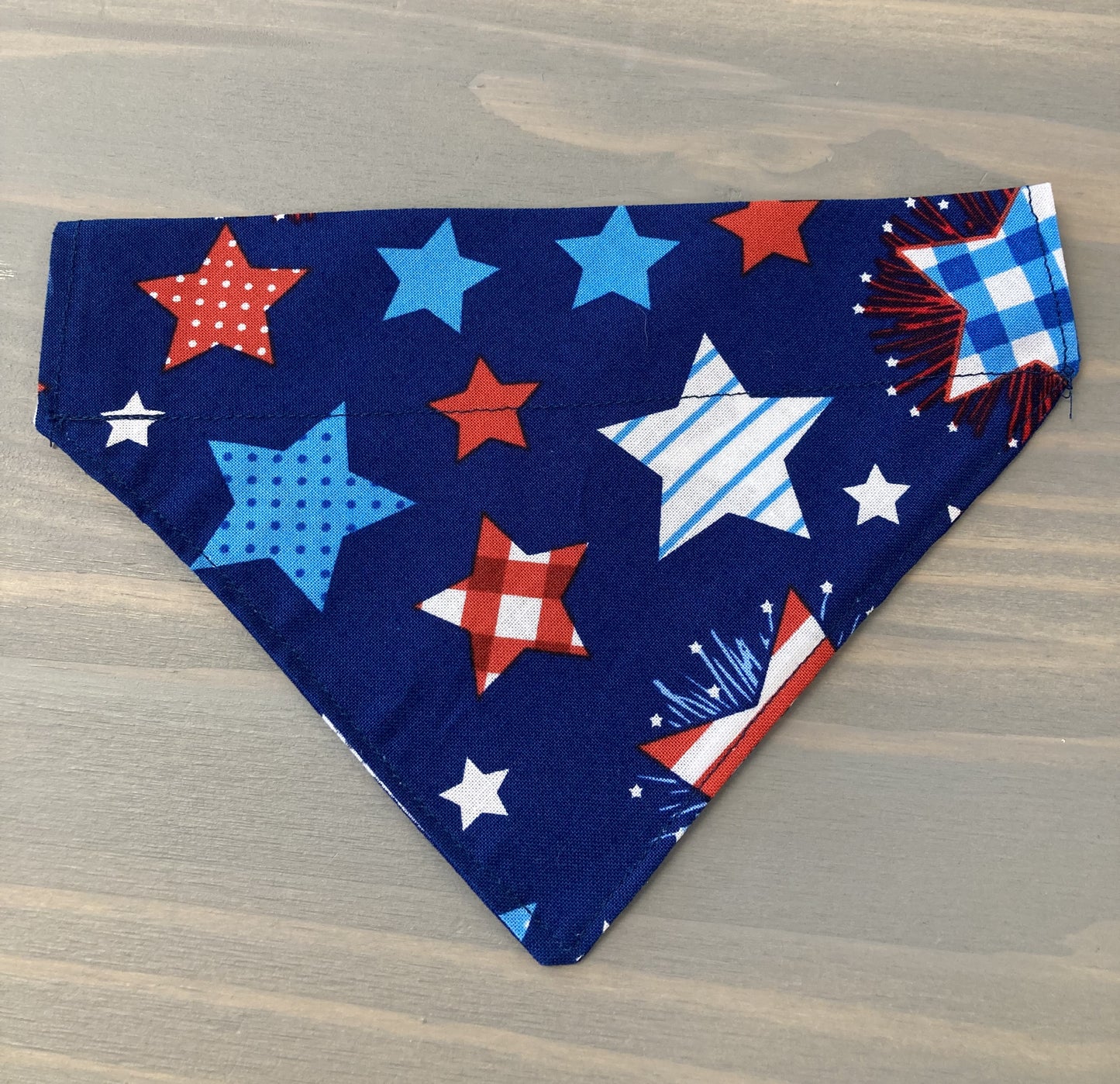 Dog Scarf - Thru the Collar Pet Neck Scarf - Red White & Blue Stars