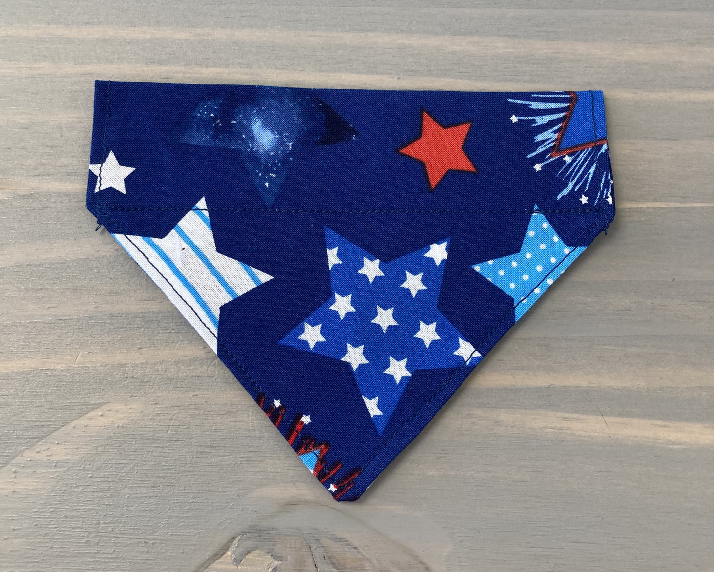 Dog Scarf - Thru the Collar Pet Neck Scarf - Red White & Blue Stars