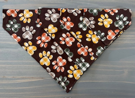 Dog Scarf - Thru the Collar Pet Neck Scarf - Fall Paw Print