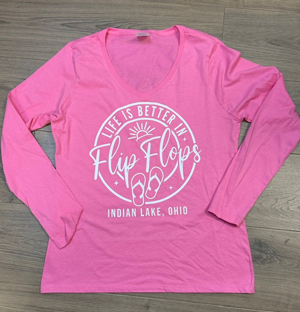 Life is Better In Flip Flops Long Sleeve V-Neck