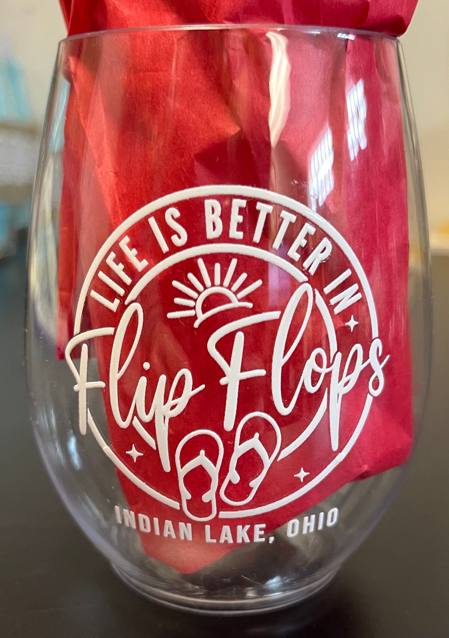 Disposable Indian Lake Wine Tumbler (Plastic)