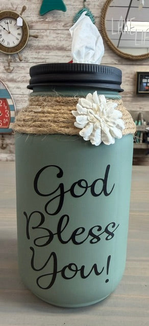 Mason Jar Tissue Holder God Bless You