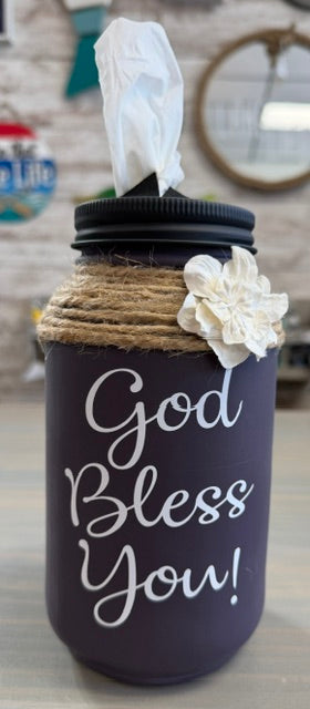 Mason Jar Tissue Holder God Bless You