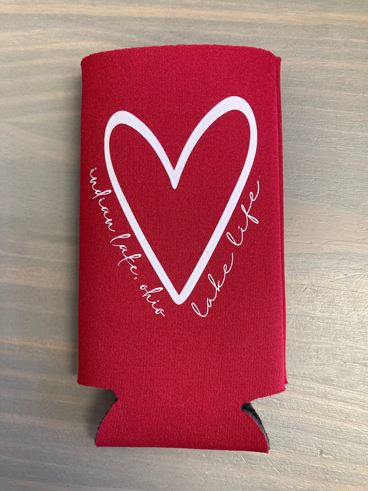 Heart Lake Life Indian Lake Tall Skinny Koozie