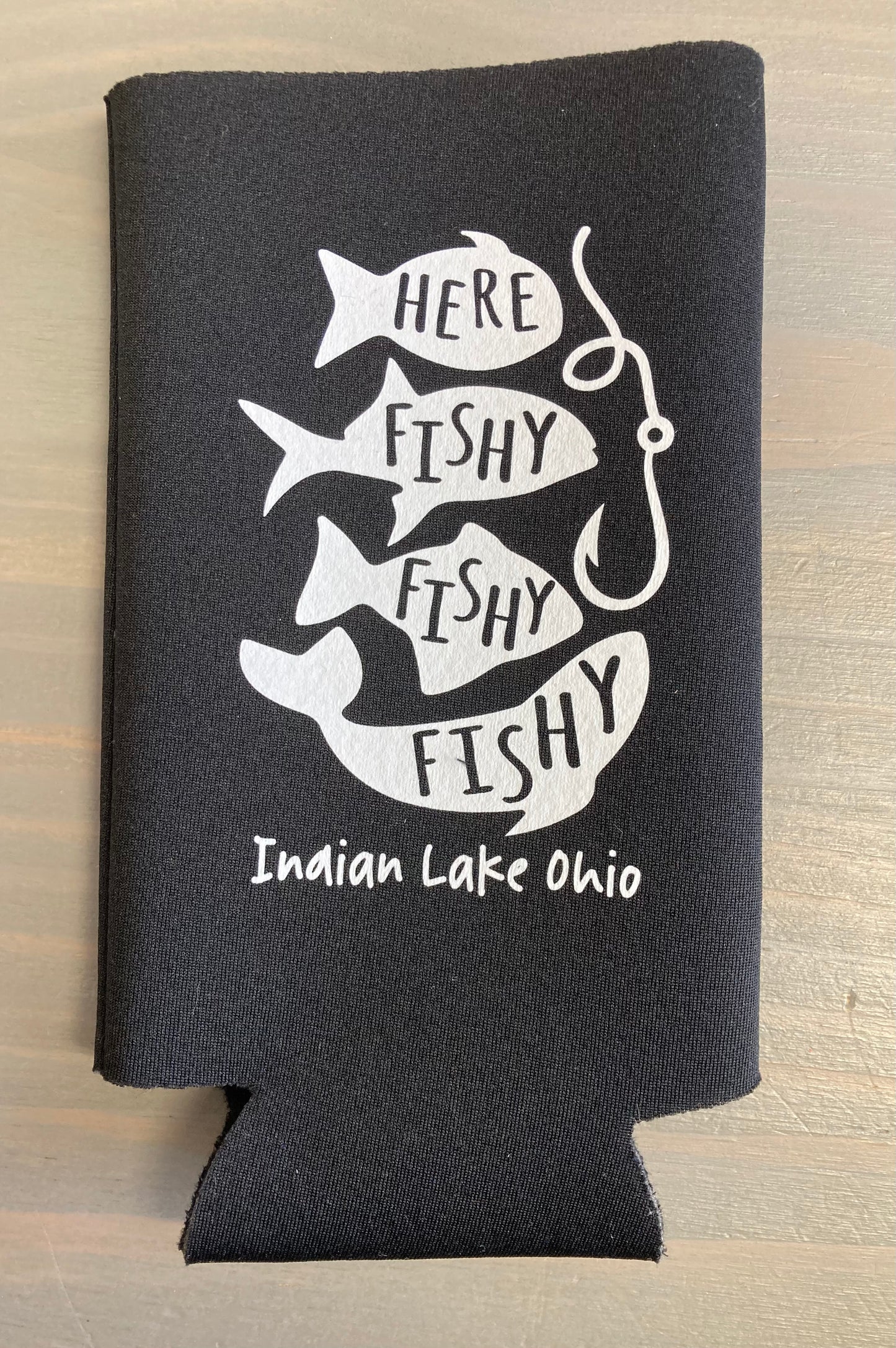Here Fishy Fishy Fishy Indian Lake Water Bottle Koozie