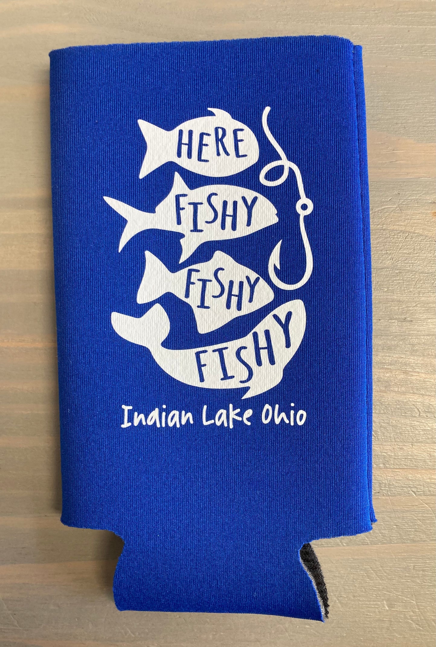 Here Fishy Fishy Fishy Indian Lake Water Bottle Koozie