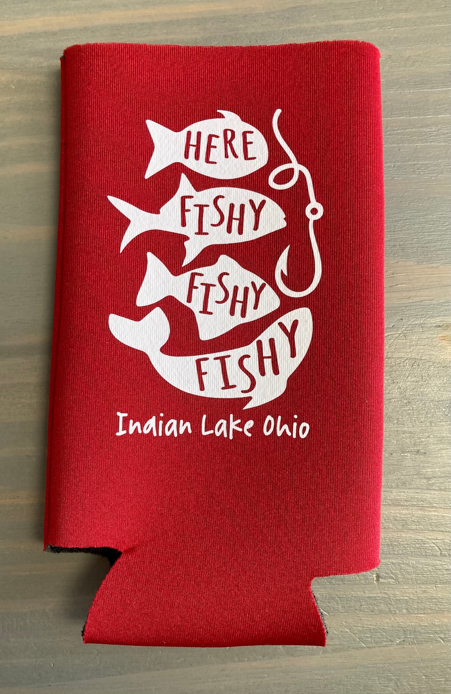 Here Fishy Fishy Fishy Indian Lake Water Bottle Koozie