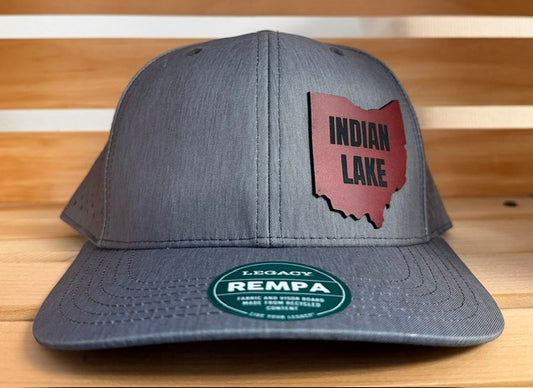 Indian Lake Ohio Red Leather Patch Legacy Rempa Ball Cap