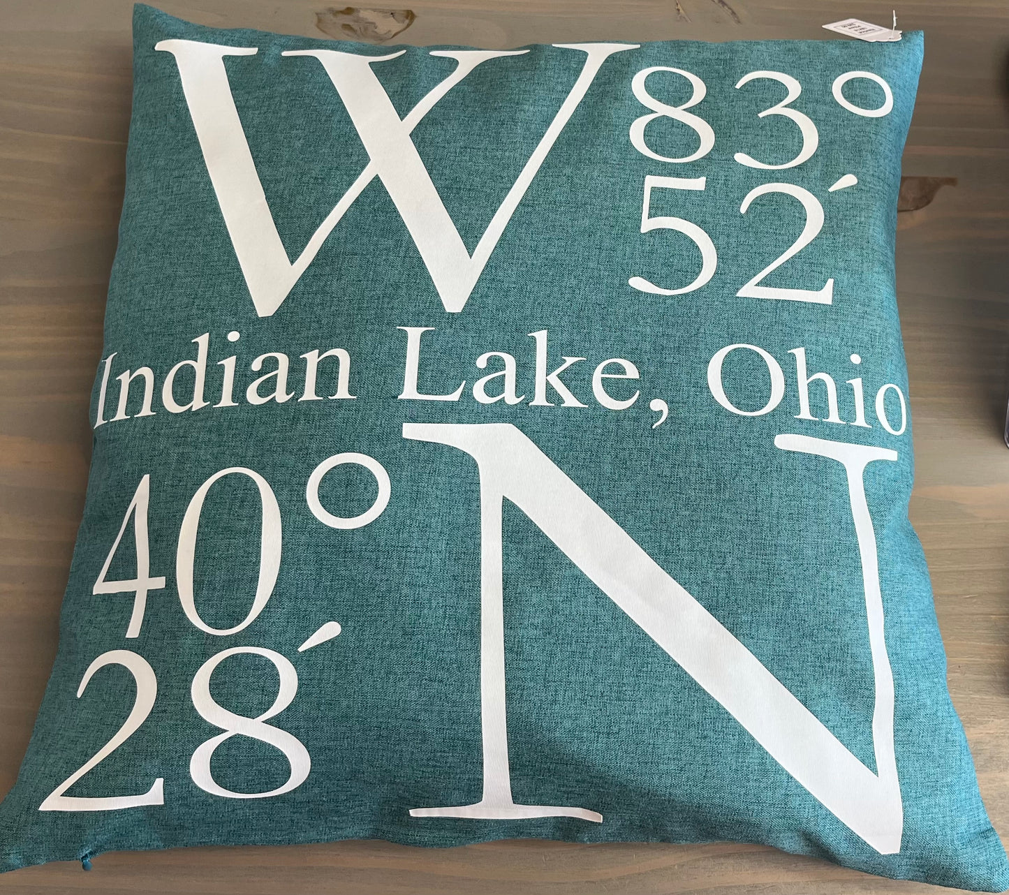 Indian Lake Coordinates Pillow 18x18