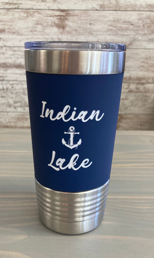 Indian Lake Stainless Steel 20oz Travel Tumbler with Silicone Grip