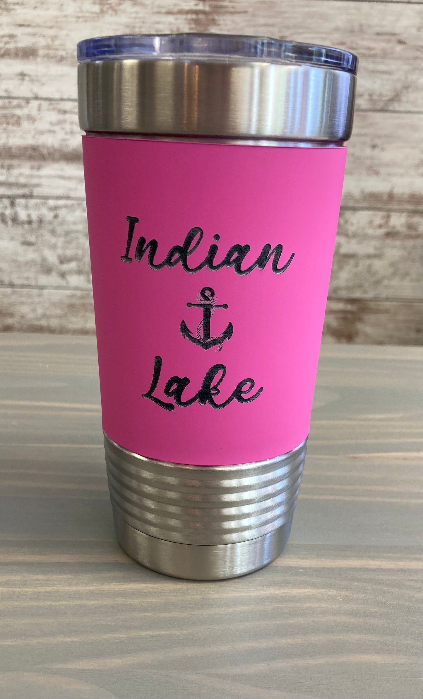 Indian Lake Stainless Steel 20oz Travel Tumbler with Silicone Grip