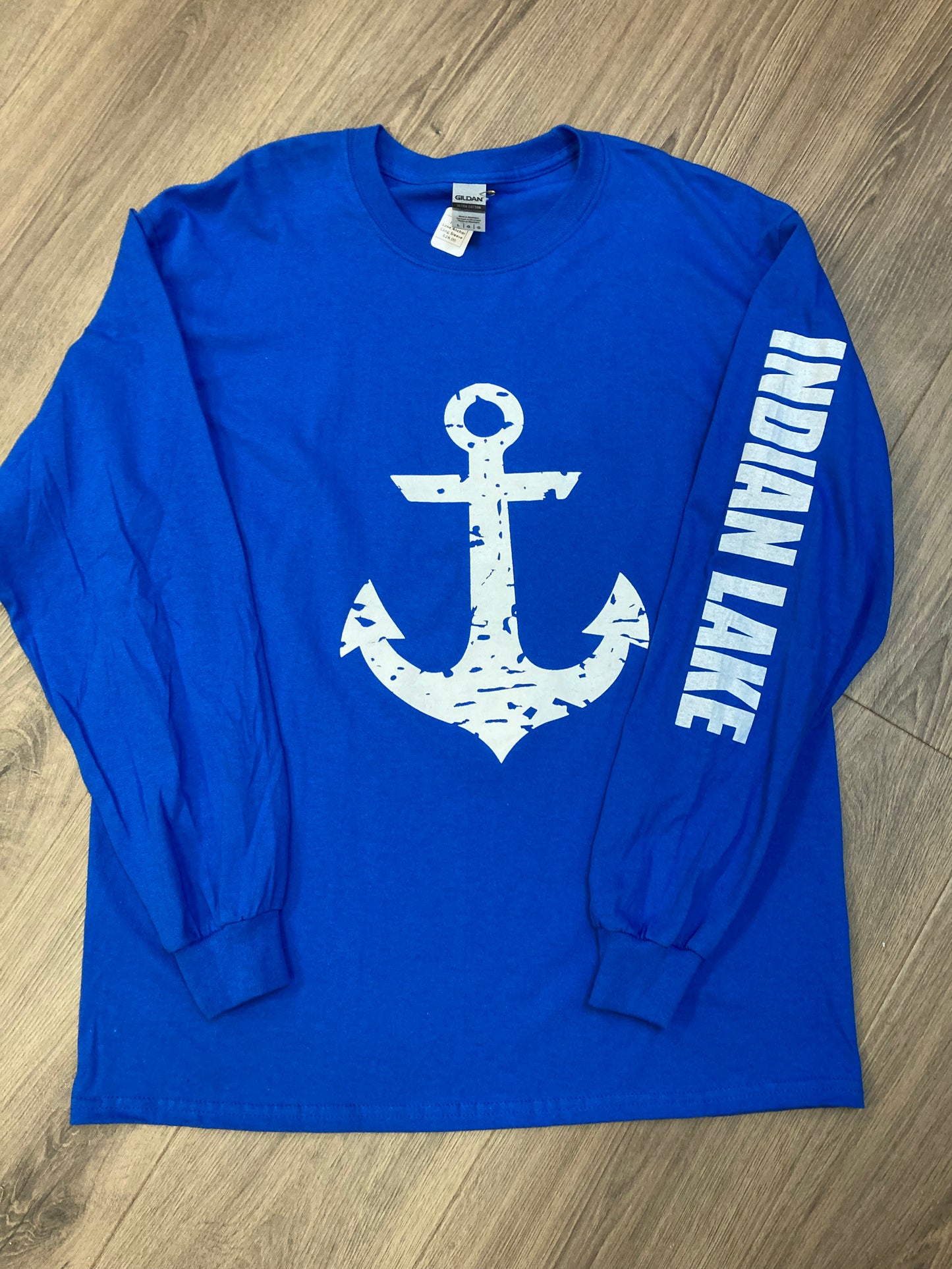 Indian Lake Anchor Blue Long Sleeve T-Shirt