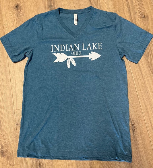 Indian Lake Arrow Ladies V Neck Shirt