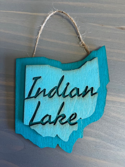 Indian Lake Wood Ornament