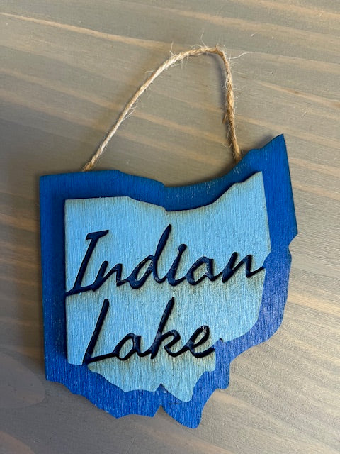 Indian Lake Wood Ornament