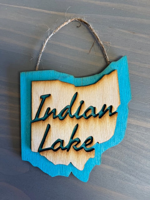 Indian Lake Wood Ornament