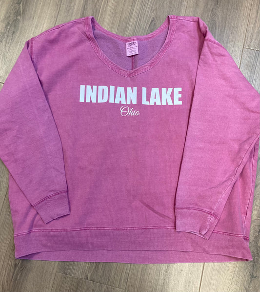 Indian Lake Ohio Beach Wash V-Neck Sweatshirt