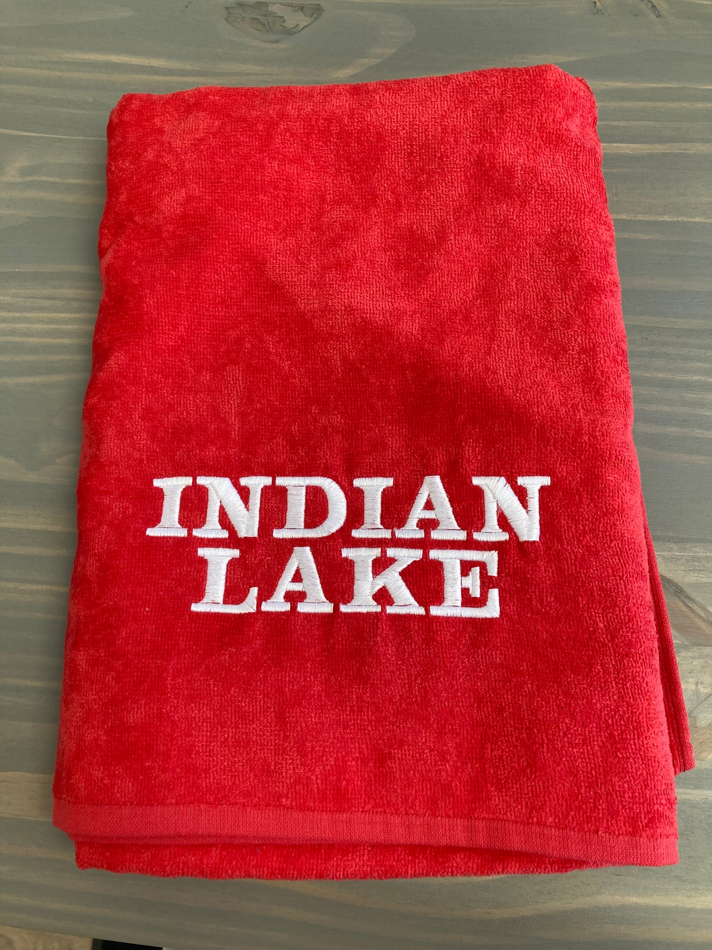 Indian Lake Embroidered Beach Towel