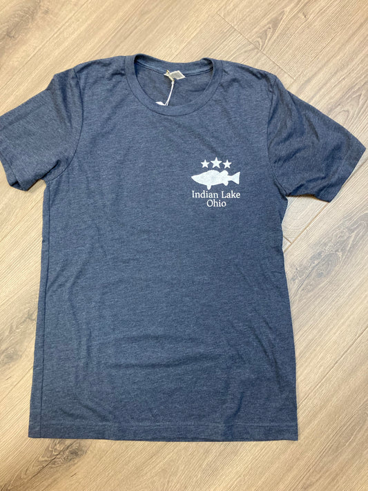 Indian Lake Fish Flag Gray T-Shirt