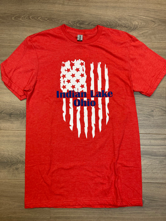 Indian Lake Flag T-Shirt red