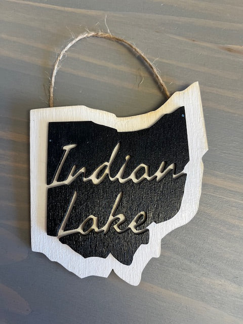 Indian Lake Wood Ornament