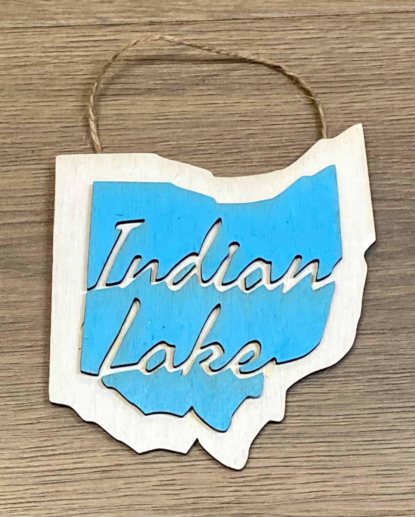 Indian Lake Wood Ornament