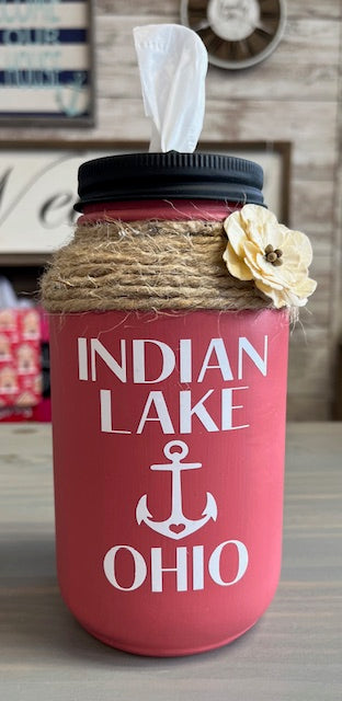 Mason Jar Tissue Holder-Indian Lake Ohio