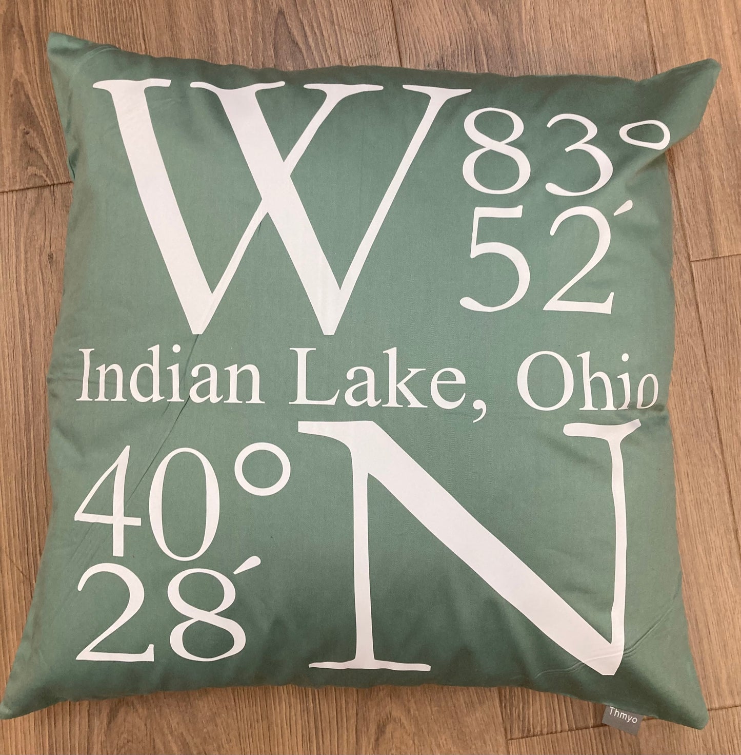 Indian Lake Coordinates Pillow 18x18