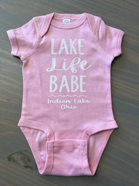 Lake Life Babe Indian Lake Short Sleeve Onesie