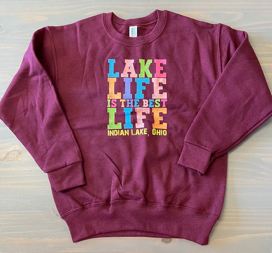 Lake Life is the Best Life Youth Crewneck