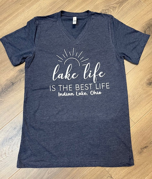 Lake Life is the Best Life Indian Lake Ohio V-Neck