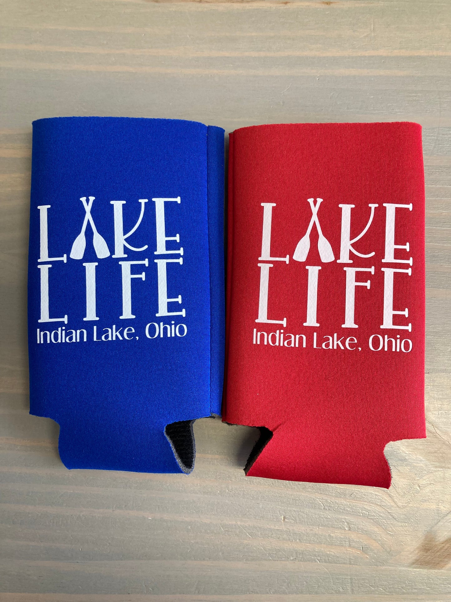 Lake Life Oars Indian Lake Water Bottle Koozie