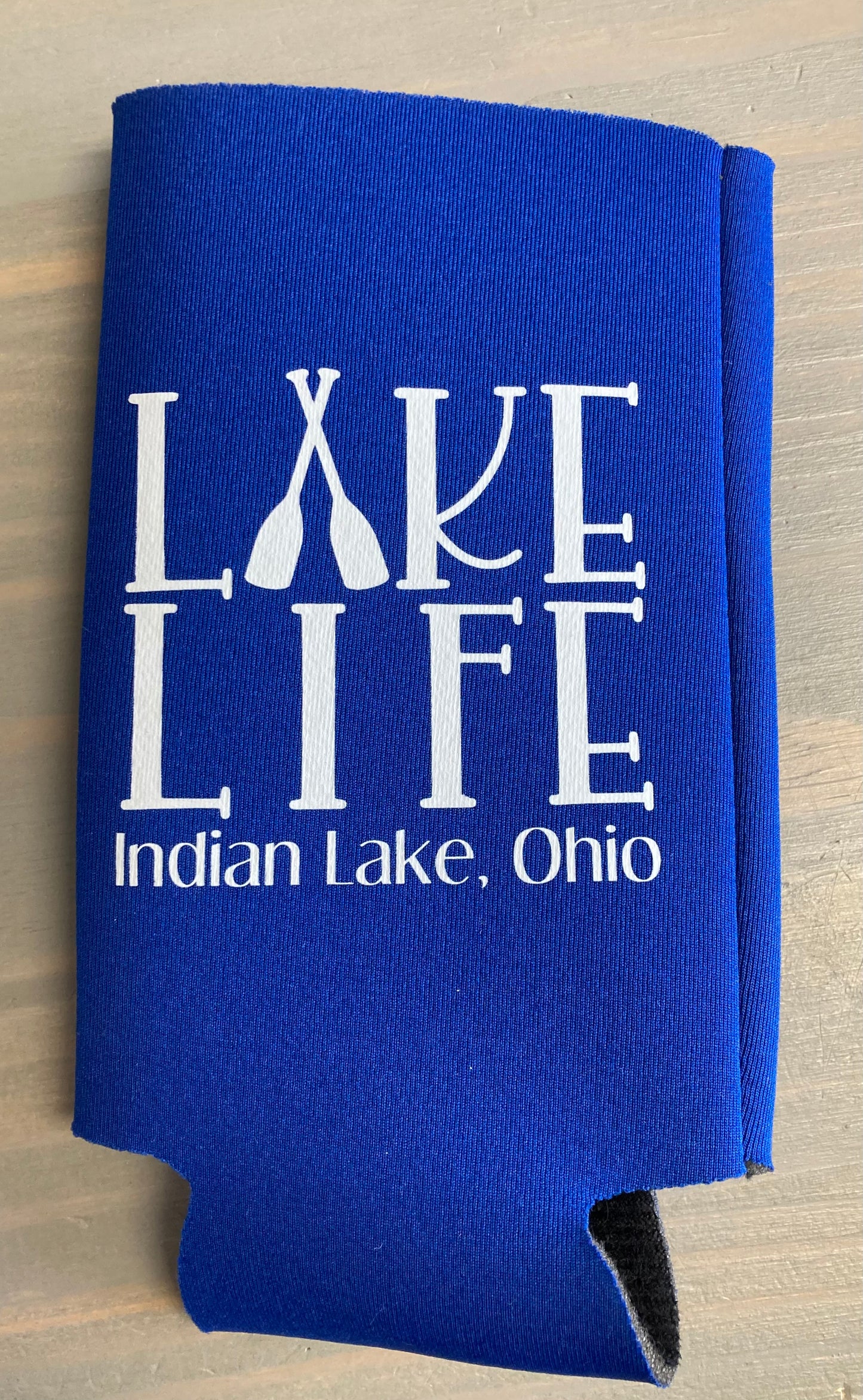 Lake Life Oars Indian Lake Water Bottle Koozie