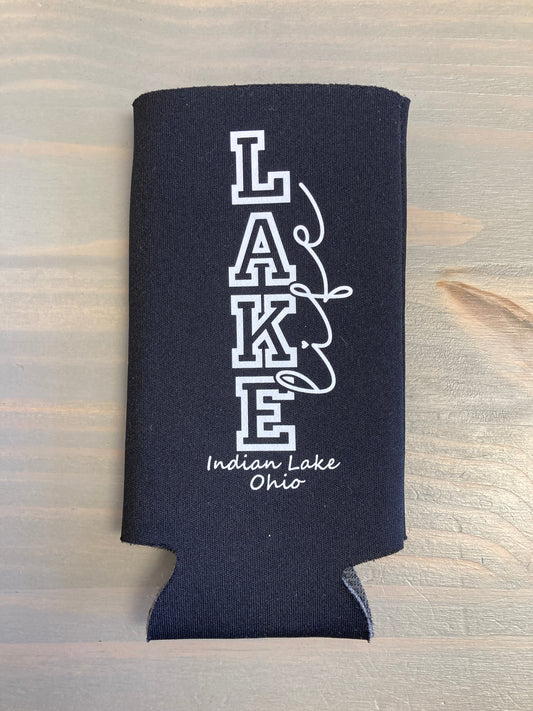 Lake Life Vertical Indian Lake Tall Skinny Koozie