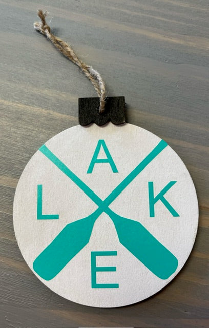 Lake with Crossing Oars Wood Ornament