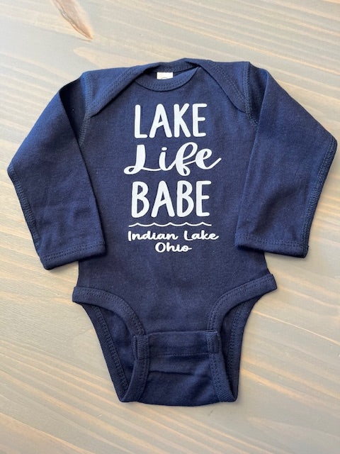Lake Life Babe Indian Lake Long Sleeve Onesie