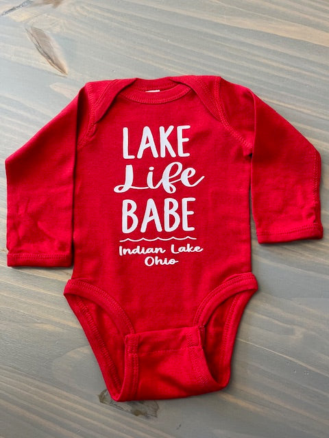 Lake Life Babe Indian Lake Long Sleeve Onesie