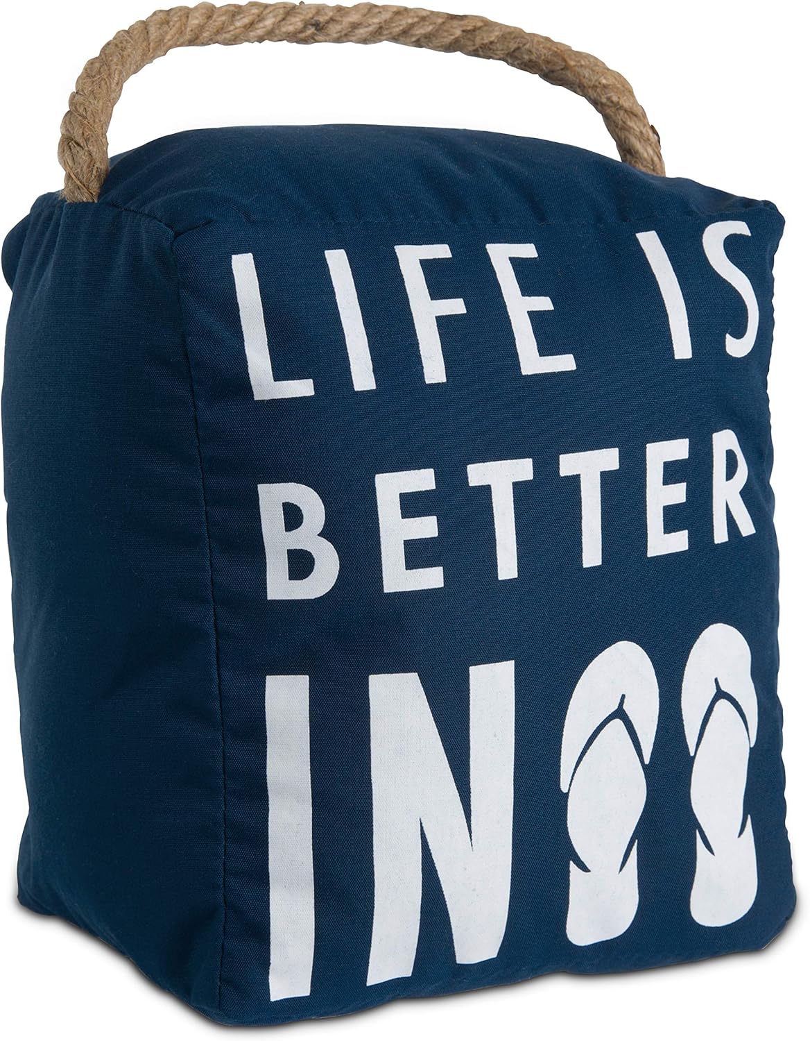 Life is Better in Flip Flops Beach Decor Navy Blue Door Stopper with Handle