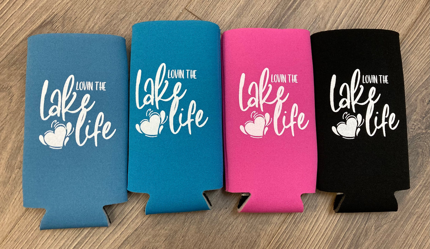 Lovin the Lake Life Indian Lake Slim Koozie