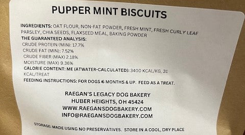 Raegan's Legacy Dog Bakery Pupper Mints Biscuits