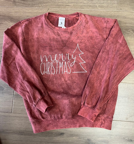 Merry Christmas Scarlet Mineral Wash Crewneck