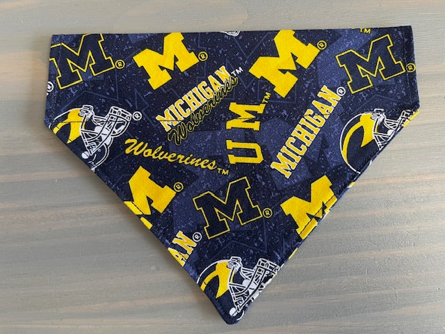 Dog Scarf - Thru the Collar Pet Neck Scarf - Michigan Wolverines NCAA Licensed